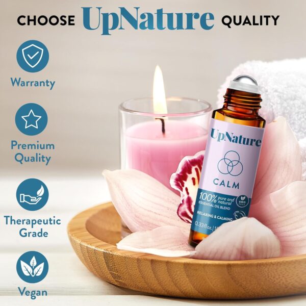 UpNature Calm Essential Oil Roll On - 100% Natural Stress Relief Aromatherapy - Self Care Gifts for Women & Men