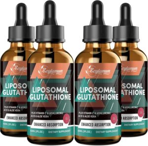 2000MG Liposomal Glutathione Liquid Drops, Enhanced Absorption, Glutathione Supplement, with Vitamin C, Hyaluronic Acid, L-Glutathione, Non-GMO Antioxidant for Liver Detox, 8.08 OZ