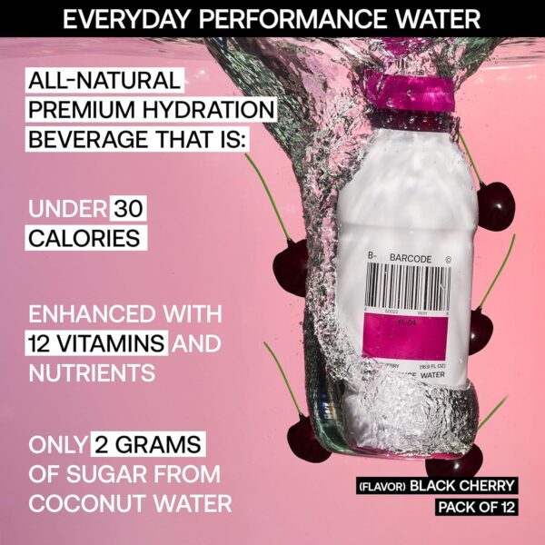 Barcode Premium Sports Hydration Drink - No Added Sugar - Adaptogen Drink with Electrolytes, Black Cherry, 12 Pack - Plant-Based Beverage - 12 Vitamins & Minerals - Ashwagandha & Magnesium