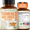 81Kbn3gYRgL._AC_SL1500_.jpg Turmeric Supplement with Ginger Root for Joint & Digestion Support - Turmeric Curcumin Supplement 95% Curcuminoids. Contains Organic Tumeric with Black Pepper (Bioperine) for Max Absorption. 60 Caps