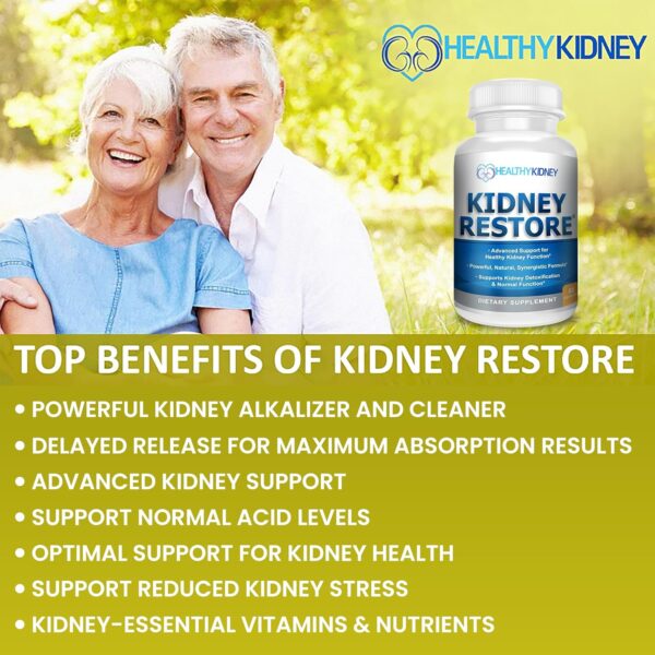 Kidney Restore Kidney Cleanse and Kidney Health Supplement to Support Normal Kidney Function, Vitamins for Kidney Health 60 caps