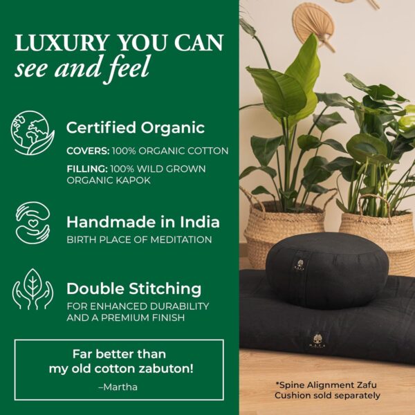 Organic Meditation Mat Zabuton/Floor Pillow - 3 & 4 Inch Thickness Options - Prevents Knees & Legs Pain