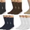 EMEM Apparel Men's Diabetic Dress Crew Cotton Socks | Non-Binding Loose Top | Seamless Toe | 3-Pair | Big and Tall Available