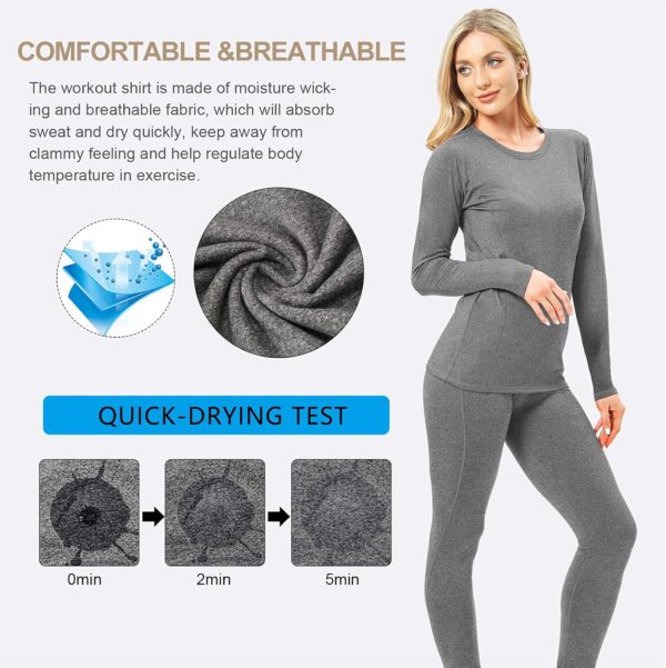 81L0KyyheL._AC_SL1500_.jpg Thermal Underwear for Women, Winter Warm Base Layer Compression Set, Fleece Lined Long Johns Running Skiing