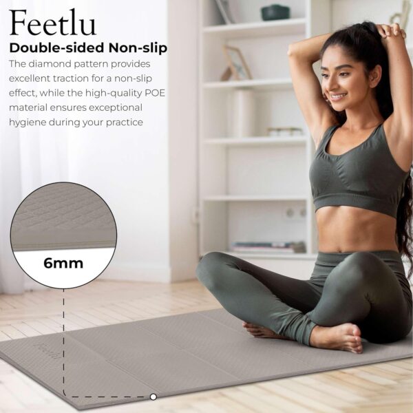 Foldable Yoga Mat - 6mm Thick, Lightweight, and Easy to Store for Travel - Anti-Slip Folding Exercise Mat for Yoga, Pilates, Home Workouts, and Floor Exercises