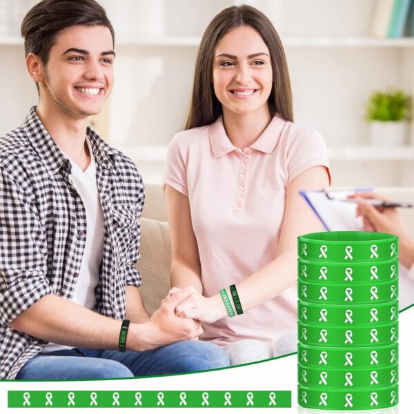 Sosation Mental Health Awareness Bracelet Green Awareness Ribbon Silicone Bracelets with Inspirational Saying Unisex Depression Bracelet for Women Men, 6 Styles