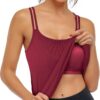 Hibelle Women's Workout Yoga Racerback Tank Tops with Built in Shelf Bra