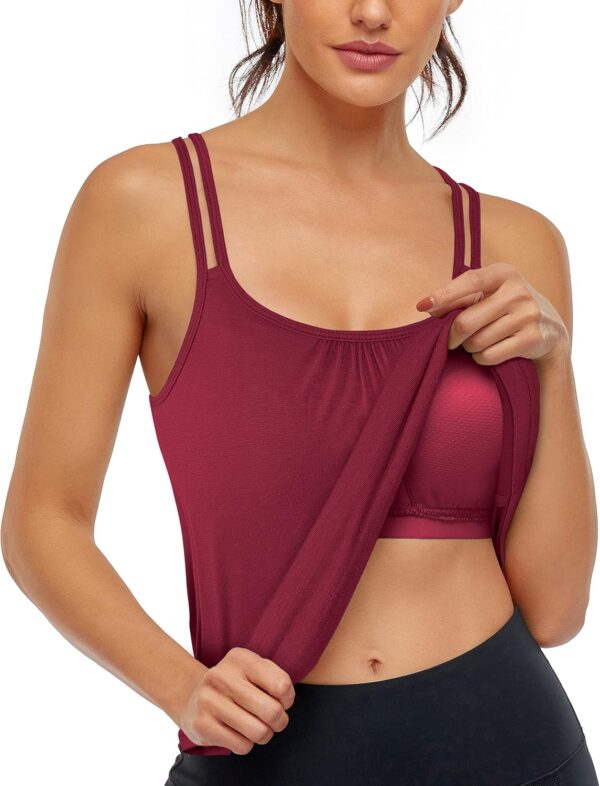 Hibelle Women's Workout Yoga Racerback Tank Tops with Built in Shelf Bra