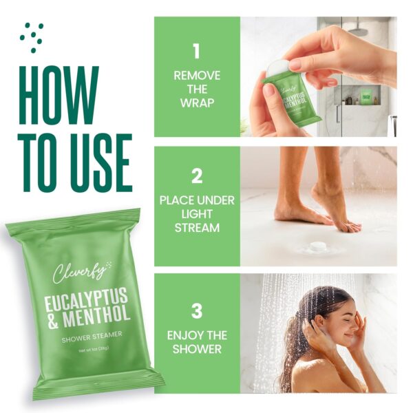 Cleverfy Shower Steamers for Aromatherapy - Menthol & Eucalyptus Set of 18 Shower Bombs