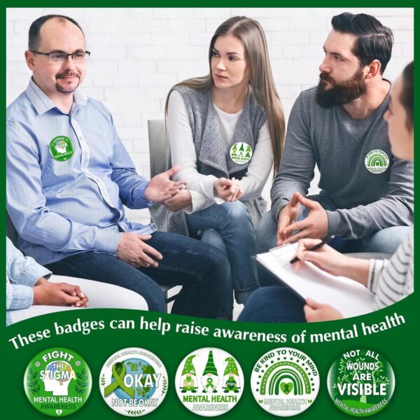 Inbagi 100 Pieces 3 Inch Mental Health Awareness Buttons Pins Bulks Metal Round Badges with Individual Packaging for Men Women Hats Backpack Jackets