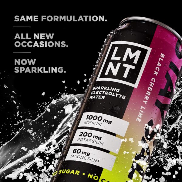 LMNT Sparkling Electrolyte Drink - Black Cherry Lime | 12-Count