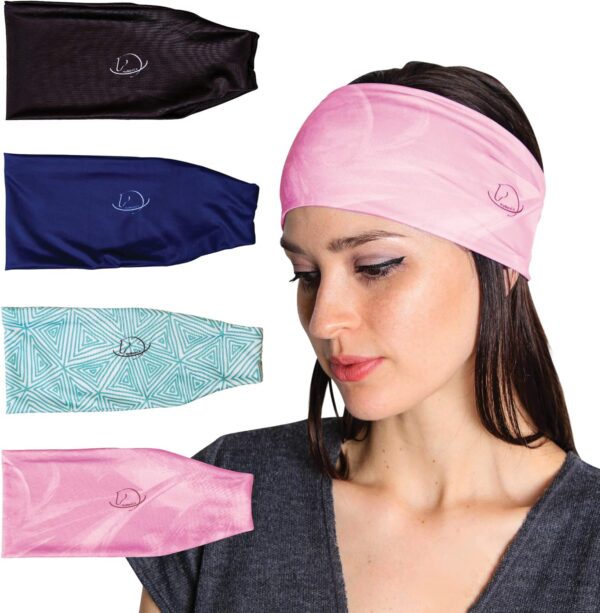 Equestrian Headbands Designed to Wick Moisture and Protect Hair Under Helmets, for Horseback Riding, Biking, and Securing Ear Buds