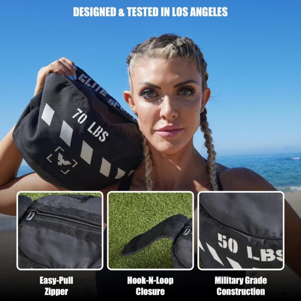Elite Sports Workout Sandbag, Unfilled Heavy-Duty Strongman Sand Bags for Full-Body & Core Training, Weight Lifting, Combat Conditioning
