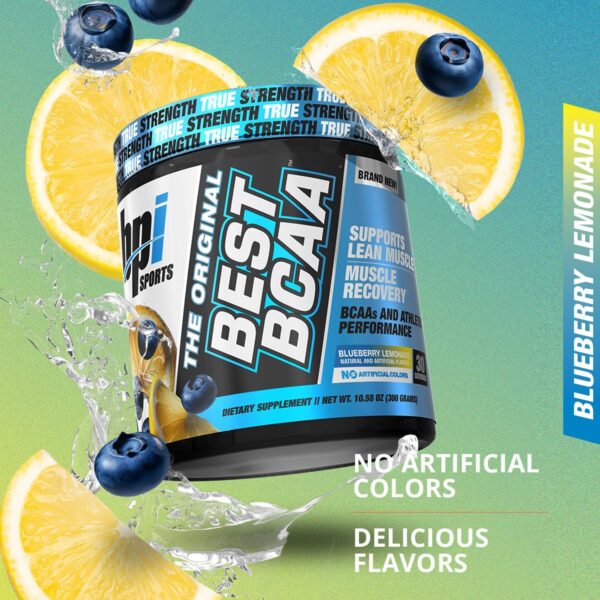 BPI Sports Best BCAA - BCAA Powder - Branched Chain Amino Acids - Muscle Recovery - Muscle Protein Synthesis - Improved Performance – Hydration – Blueberry Lemonade - 30 Servings - 12.34 oz