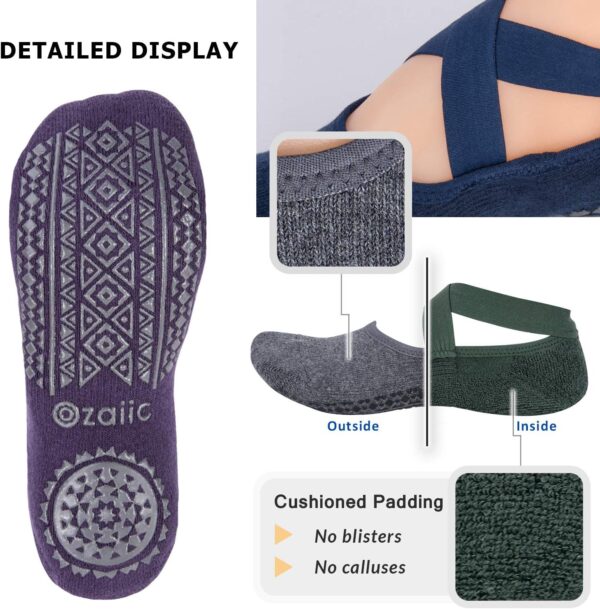 Ozaiic Yoga Socks for Women Non-Slip Grips & Straps, Ideal for Pilates, Pure Barre, Ballet, Dance, Barefoot Workout