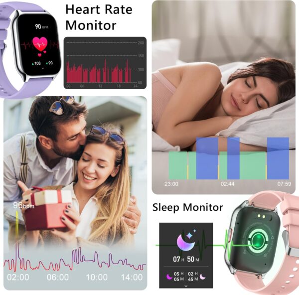 Smart Watch for Women Men(Dial/Answer Calls), 2.0" Fitness Tracker Watch with Heart Rate/Blood Pressure/Blood Oxygen Monitor for Android iOS