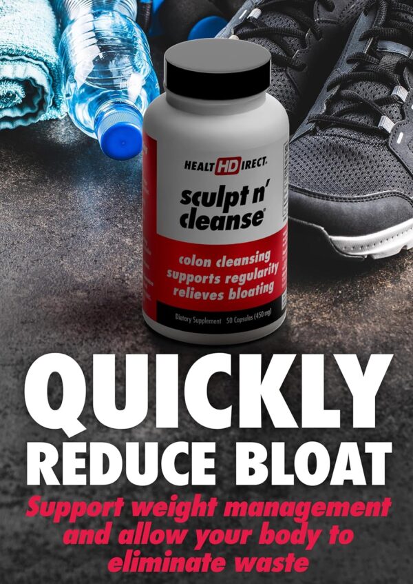 HEALTH DIRECT Sculpt n' Cleanse - Herbal Colon Cleanse for Digestive Health & Regularity - Natural Detox & Gut Flush Supplement - Weight Management Support - 50 Veggie Capsules