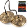 Boao Tibetan Tingsha Cymbals Meditation Chime Bells with Tibetan Drawstring Cloth Bag, 6.3 cm Meditation Chime Bells, for Percussion Instrument(Om Mane Padme Hum Symbols Embossed)