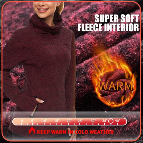 Soneven Women's Running Fleece Sweatshirts Cowl Neck Pullover Long sleeve Shirt with Thumb Holes and Neck Gaiter Face Mask