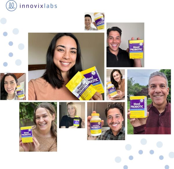 InnovixLabs Mood Probiotic Supplement - Clinically Studied Digestive & Mood Probiotics for Women and Men with Lactobacillus helveticus Rosell-52ND & Bifidobacterium longum Rosell-175, 60 Capsules
