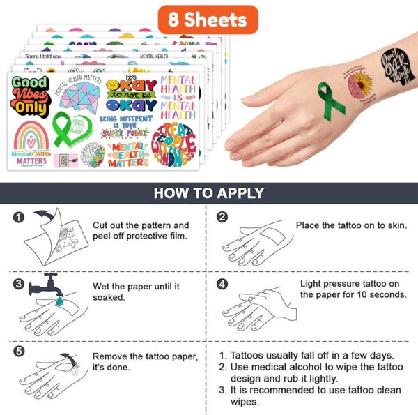 Health Stickers Items Temporary Tattoos Decor Birthday Party Decorations Supplies Favors Wellness Therapist Inspirational Tattoo Sticker 96 PCS Wellness Therapist Gifts for Women Men Kids Rewards