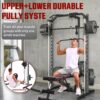 OPPSDECOR All-in-One Adjustable Smith Machine with LAT-Pull Down System Multi-Function Power Cage for Home Gym Cable Crossover Squat Rack of Workout Machine Training Equipment with Attachments