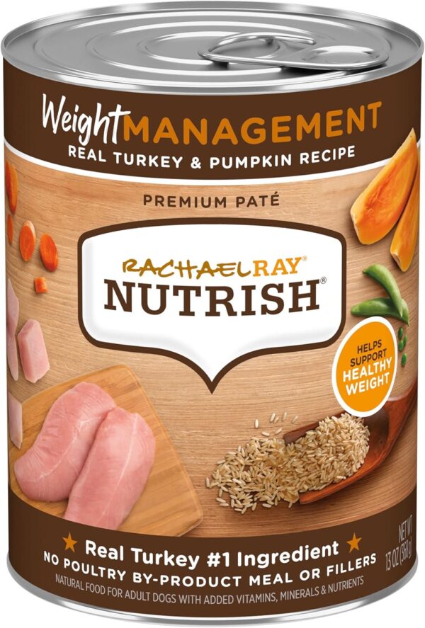 81MIM0ymf0L._AC_SL1500_.jpg Rachael Ray Nutrish Weight Management Wet Dog Food, Real Turkey & Pumpkin, 13 Ounce Can (Pack of 12)
