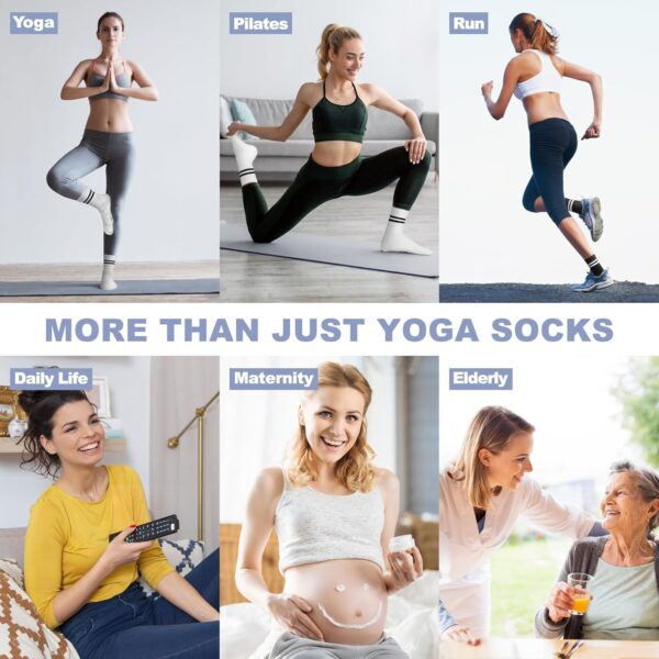 HYCLES 3 Pairs Grip Pilates Socks for Women, Non-slip Yoga Athletic Slipper Socks for Workout Hospital