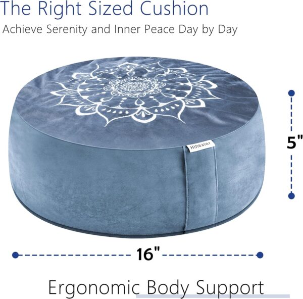 Hihealer Meditation Cushion - Large Velvet Zafu Floor Pillow for Adults and Women - Comfortable Yoga Pillow with Traditional Tibetan Buckwheat Filling for Meditation and Relaxation