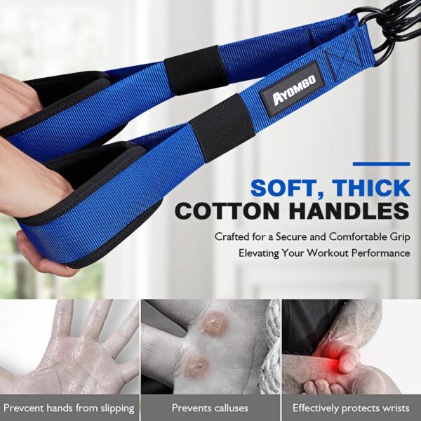 Home Gym Workout Equipment, Heavy Resistance Bands with Handles, Door Anchor, Tricep Rope Pull Down Attachment for Triceps, Biceps, Arms, Chest, Back, Abs Exercise, Best Replacement for Cable Machines