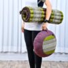 Leewadee Meditation Cushion Set – 1 Round Zafu Meditation Pillow and 1 Square Roll-Up Zabuton Meditation Mat, Pillows Bundle Filled with Kapok