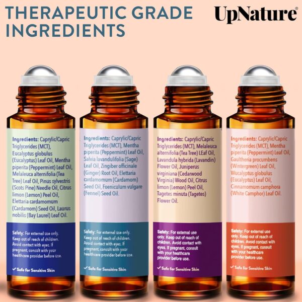 Essential Oils Roll On Set (4 Pack) Stress Relief Gift Aromatherapy Oil - Self Care Gifts for Women