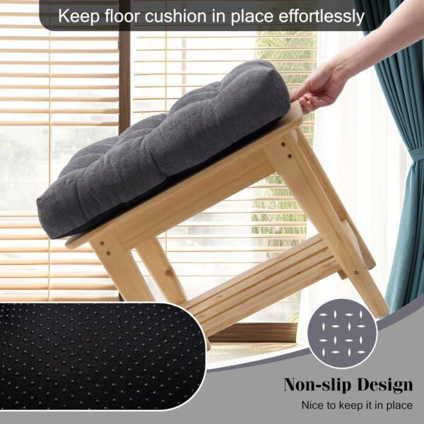 Meditation Cushion Floor Pillow - Large Square Floor Pillows for Adults Sitting with Shredded Blue Memory Foam Filling Cushions for Classroom Yoga Tatami Living Room Outdoor,Grey, 20x20x4 Inch