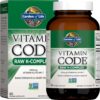 Garden of Life Vitamin K2 and K1, Vitamin Code Vegan K Complex Vitamin for Bone Strength and Heart Health, Vitamin K1 and K2, Omega Rich Flax Seed Oil, Trace Minerals, Probiotics, 60 Day Supply