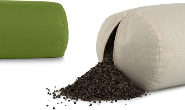 Yoga Bolster Cushion | Certified Organic Cotton Round Yoga Cushion for Support | Buckwheat Hulls Yin Yoga Bolster Pillows with Removable Washable Cover