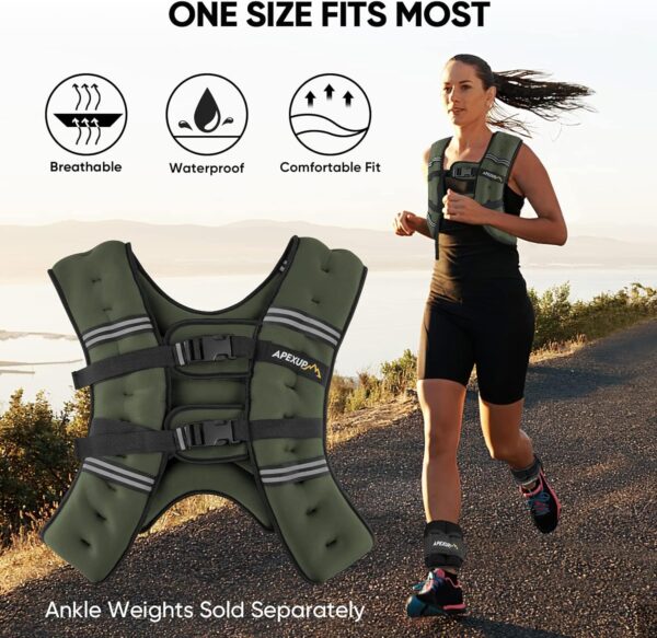 APEXUP Weighted Vest Men 5lbs/10lbs/15lbs/20lbs/25lbs/30lbs Weights with Reflective Stripe, Weighted vest for Women Workout Equipment for Strength Training Running