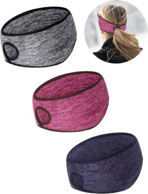 Tatuo 3 Pcs Fleece Ponytail Ear Warmers Headband Winter Running Headband Ear Muffs Covers for Women Adult Outdoor Sports and Fitness Running Cycling Ski Cold Weather