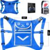 Blue Running Mini Backpack Vest for Men & Women – Reflective with 360° Hi-Viz, Holds Accessories, iPhone, Android, iPad Mini – Lightweight, Adjustable Gear for Fitness, Walking, Cycling, Hiking