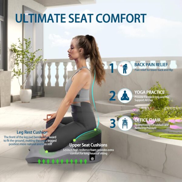 Johnear Cross Legged Office Chair Cushion Meditation Chair Meditation Cushion Floor Pillows for Adults Sitting Yoga Enthusiasts, Meditation Fanatics Seat (Grey)
