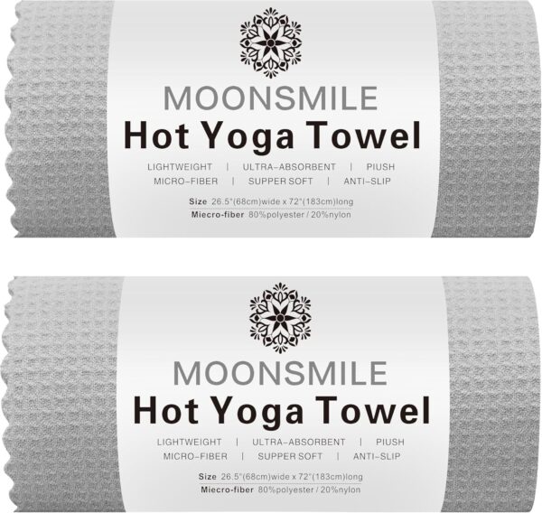 MOONSMILE 2 Pack Hot Yoga Towels for Hot Yoga Non Slip,Yoga Mats Towel Microfiber Super-Absorbent, Swim,Yoga Gear,Pilates,Yoga mat Cover