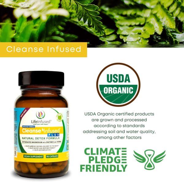 Life Infused Cleanse Infused Plus - Premium Natural Colon Cleanser with Oxygenated Magnesium, Herbs, and Enzymes, Helps Relieve Constipation Gently, Detoxifies Blood, Colon, Liver & Kidneys (90 Caps)