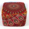 81NuaLme5sL._AC_SL1500_.jpg CRAFT KALA Large Hippie Mandala Meditation Floor Ottoman Pillow Cushion Pouf Cover Square Poufs Cover Bohemian Circle Floor Cushion Case Outdoor Fireplace Living Room Decor 18X18X14 inches, Red Mirchi