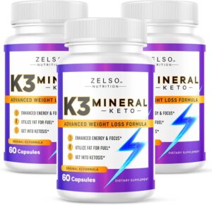 ZELSO (3 Pack) K3 Mineral Weight Loss Pills for Women and Men - K3 Salt Mineral, Vitamin + K3 Capsules Supplement for Weight Loss - 180 Days Supply
