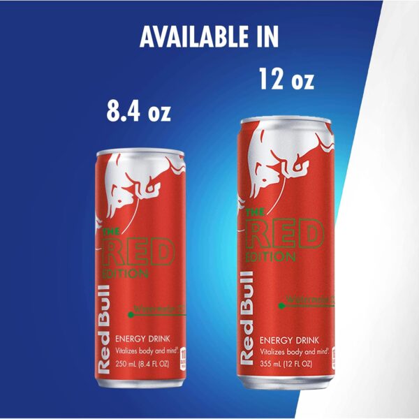 Red Bull Red Edition Energy Drink, Watermelon, with 80mg Caffeine plus Taurine & B Vitamins, 8.4 Fl Oz, Pack of 4 Cans