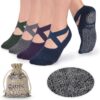 Ozaiic Yoga Socks for Women Non-Slip Grips & Straps, Ideal for Pilates, Pure Barre, Ballet, Dance, Barefoot Workout