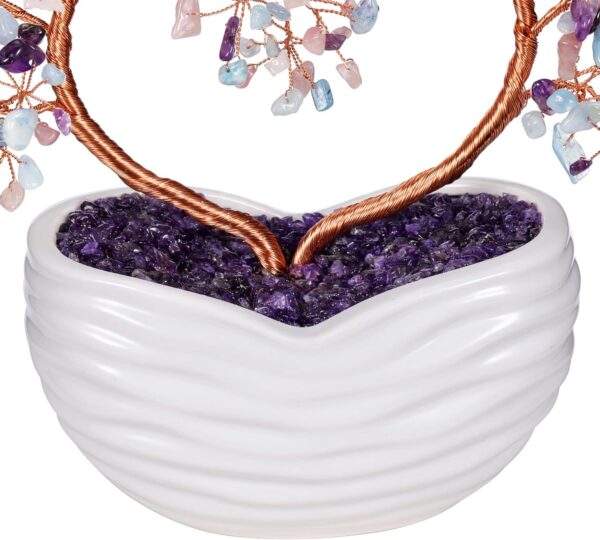 Jovivi Natural Crystal Heart Money Tree Healing Gemstone Bonsai Tree for Wedding Ceremony Reiki Balancing Energy Meditation Feng Shui Wealth & Good Luck Home Indoor Office Decor 7.87"-8.26"