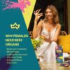 Female-Optimized Beef Organ Superfood Supplement (Beef Liver, Kidney, Heart, & 3 More) - 100% Grass Fed, Pasture Raised Cattle - Balance Hormones, Energy, & More for Women