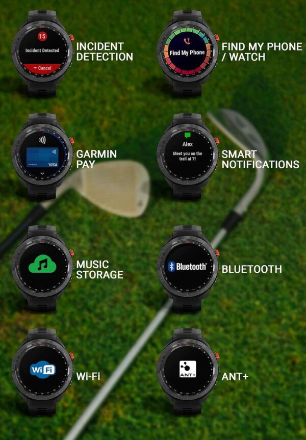 Wearable4U - Garmin Approach S70: Ceramic 47 mm Golf Smartwatch|1.4" AMOLED Display Up to 16 Days Battery Life, Multisport GPS Premium Watch w/ 43K+ Golf maps & Gift Bundle