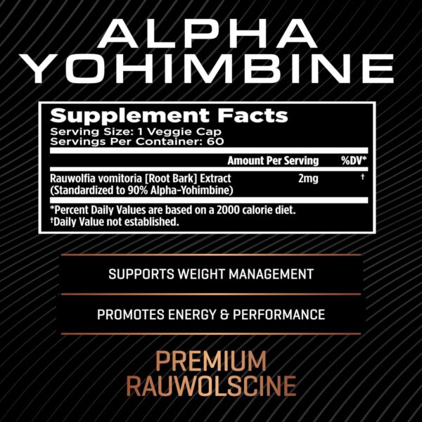 Alpha Yohimbine – Yohimbe Bark Fat Burner, Weight Loss Pills That Work Fast - 3rd Party Tested for Purity and Potency, 60 capsules by RAW Synergies