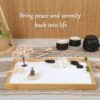 Zen Garden Kit for Office Desk, Japanese Meditation Decor Sand Art with Tray/Buddha Statue/Handmade Ceramic Lotus Incense Holder/Zen Accessories, Spiritual Gift for Women Men Yoga Mind Relaxation
